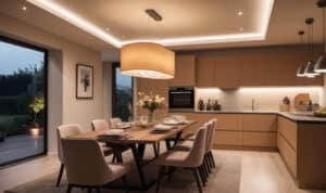 layered lighting in dining room