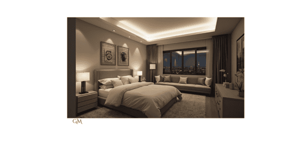 Bedroom layered lighting